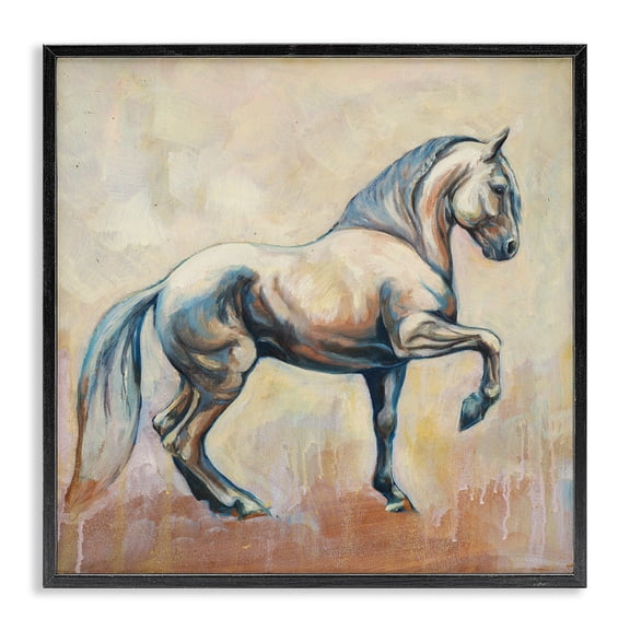 Stupell Industries Contemporary Modern Prancing Stallion Black Framed Giclee Art, 17 x 17, by Liz Sunridge