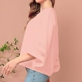 thumbnail image 4 of Bxsruta Blouse for Women, Women's V-Neck Split Casual Loose Cotton Linen 3/4 Sleeve Top/Shirt, Pink 3XL, 4 of 8