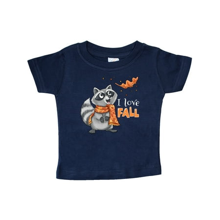 

Inktastic I Love Fall Cute Raccoon with Scarf and Leaf Gift Baby Boy or Baby Girl T-Shirt