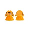 thumbnail image 2 of RUINIXCW Toddler Baby Girl Halloween Tutu Dress Outfit Kids Little Girl Fall Winter Dress Pumpkin Ghost Bat Print Long Sleeve Patchwork Tulle Dress, 2 of 9