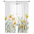 thumbnail image 2 of Yellow Spring Floral Semi Sheer Curtains 72 Inch Length 2 Panels Set, Watercolor Summer Botanical Sheer Kitchen Curtain Privacy Voile Window Curtain for Living Room Bedroom Rod Pocket Drapes, 2 of 7