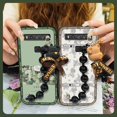 thumbnail image 5 of LYM-Phone Case For TCL 10 5G UW, Waterproof Skin-friendly feel Back Cover Bear bracelet cute silicone Black pearl pendant protective case Dirt-resistant Cartoon Anti-knock soft case, 5 of 9
