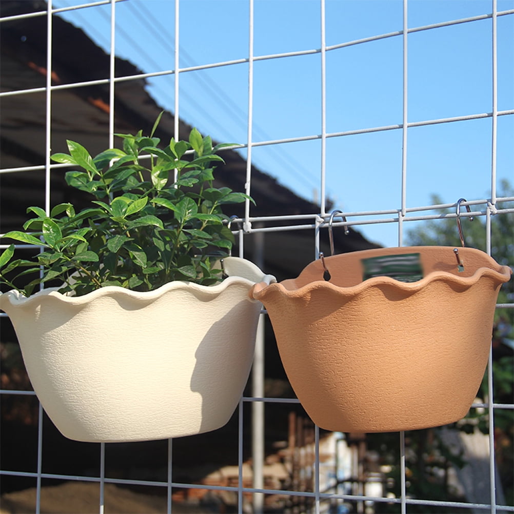 Raindrops 3-Piece Wall Hanging Planter Set, Semicircle Flowerpot for Indoor Outdoor Garden, Beige Small Decorative Plant Containers