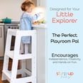thumbnail image 4 of Adjustable Height Toddler Step Stool, White Wooden Kitchen Helper Tower with Safety Rails, 3 Levels for 18–48 Months, 4 of 5