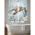 thumbnail image 5 of Ocean Turtle Sheer Curtains for Living Room Bedroom, Light-filtering Sheer Curtain, Retro Marine Life Starfish Coral Rod Pocket Voile Window Treatment Drapes, 52’’Wx72’’L, 2 Panels Set, 5 of 7
