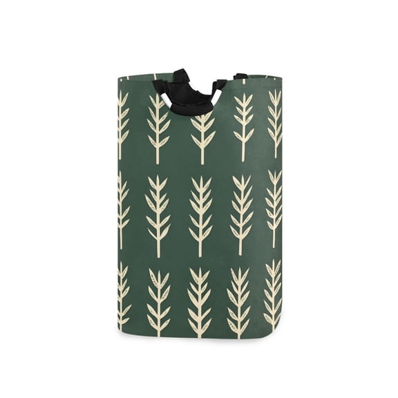 Yayeee Freestanding Laundry Hamper with Handle Collapsible Large Storage Basket for Clothes, Dark Green Leaves