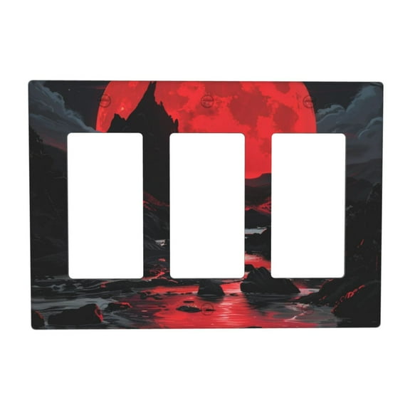 Red Moon Wild Switch Cover Decorative Wall Plate 3-Gang Standard Size