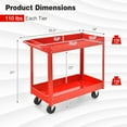 thumbnail image 3 of Costway 2-Tier Utility Cart Metal Service Cart Rolling Tool Storage Organizer with Handle Red, 3 of 9
