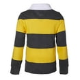 thumbnail image 3 of Boys Cotton Striped Long Sleeve Polo Rugby Shirt - Mustard/Charcoal  - Size 8, 3 of 3