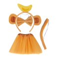 thumbnail image 3 of Lindo Pequeño Mono Orejas Diadema Cola Tutú Pajarita Conjunto Para Halloween Año Nuevo Plátano Marrón Claro, 3 of 8