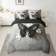 thumbnail image 2 of jejeloiu Butterfly 7-Piece Bedding Comforter Set,Rustic Flower Floral King Bedding Sets,Black Gray Bed Sheets For Girls,Breathable Home Decor Reversible, 2 of 8