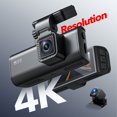 thumbnail image 2 of REDTIGER Dash Cam Front and Rear, 4K Dash Cam with 64GB Card Built-in WiFi & GPS, 4K/2.5K Front+1080P Rear Dash Camera with View Night Vision, LCD Screen Display, Loop Recording,Black, 2 of 9