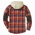 thumbnail image 3 of Mens Flannel Plaid Jacket Sherpa Fleece Lined Winter Warm Hoodies for Men Casual Loose Button Down Buffalo Plaid Hooded Coat Fashion 2022, 3 of 4