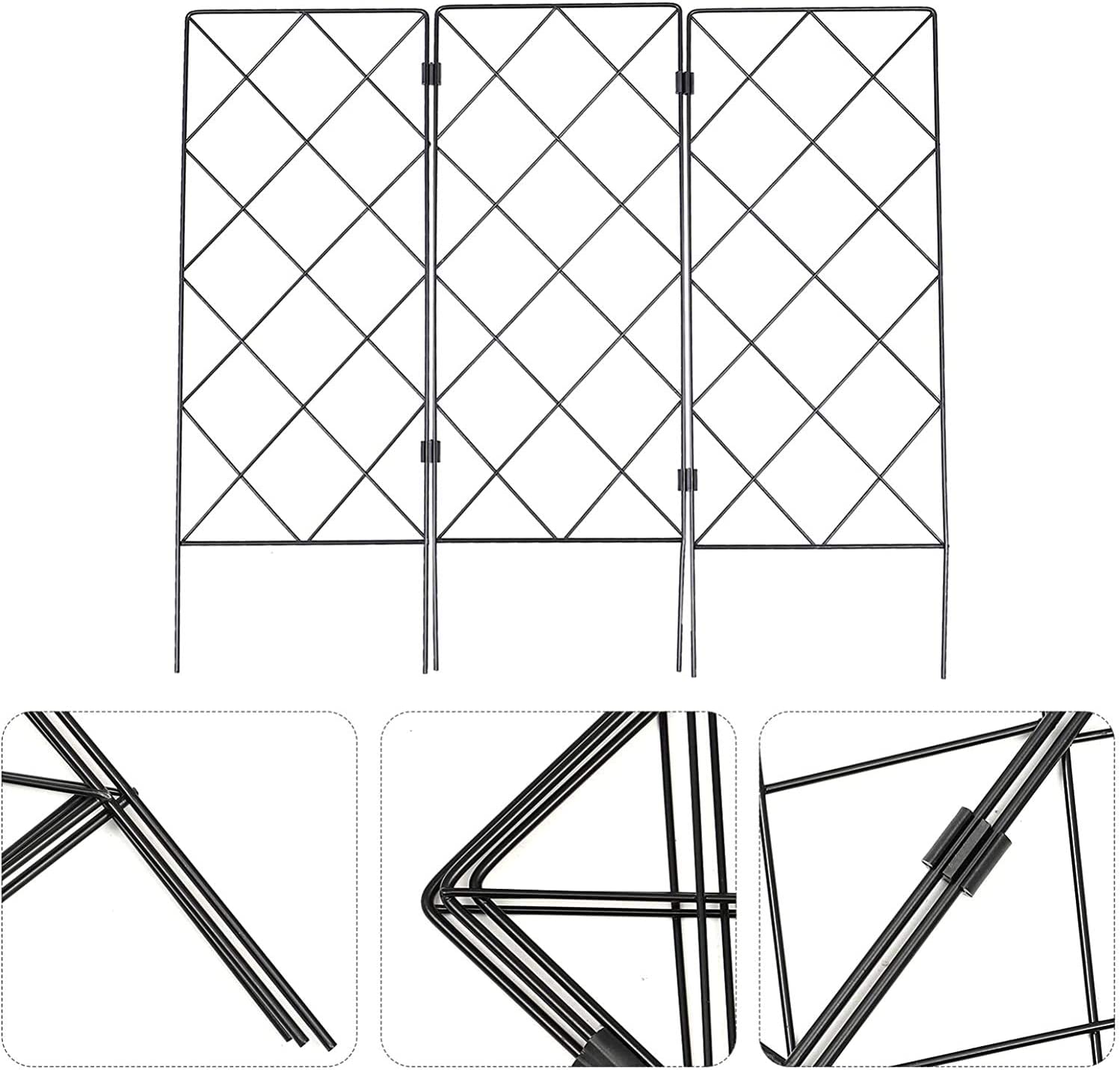 Nvzi Garden Trellis 20.8” x 7.8” Black Cast Iron Rectangle Trellises (3 Count)