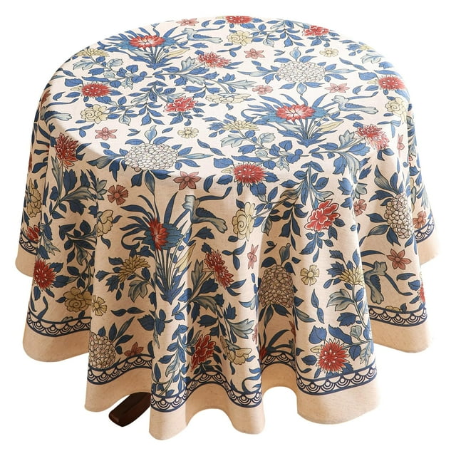 Mantel Patdrea Designer, tamaño pequeño, azul, para mesa redonda, 140 cm