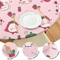 thumbnail image 4 of Red Strawberry Plants Fruit Rabbit Pink Pattern Round Fitted Tablecloth with Elastic Edge,Dining Table Cover Waterproof,Outdoor Round Tablecloth for Camping,Dining,Indoor and Outdoor, 4 of 7