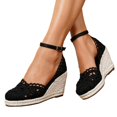 thumbnail image 6 of IWRICH Espadrilles Wedges Sandals for Women Wedge Platform Sandals Closed Toe Ankle Strap Buckle Casual Summer Wedge Heels Black 8.5, 6 of 9