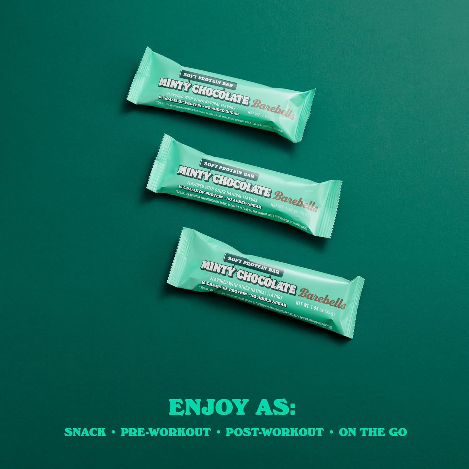 Barebells Soft Protein Bars Minty Chocolate - 24 Bars (2 Packs of 12) -16g High Protein Treats - Chocolate Nutrition Bar with 1g Total Sugars - On The Go Breakfast or Post-Workout Snack