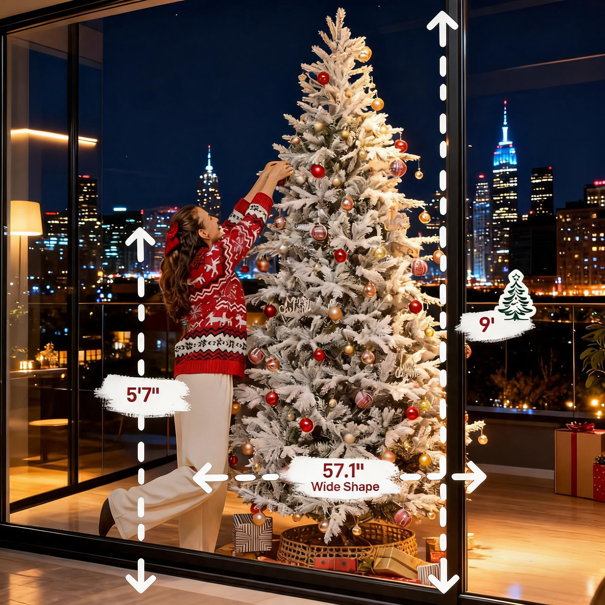 9 Ft Artificial Christmas Tree with Realistic Branches