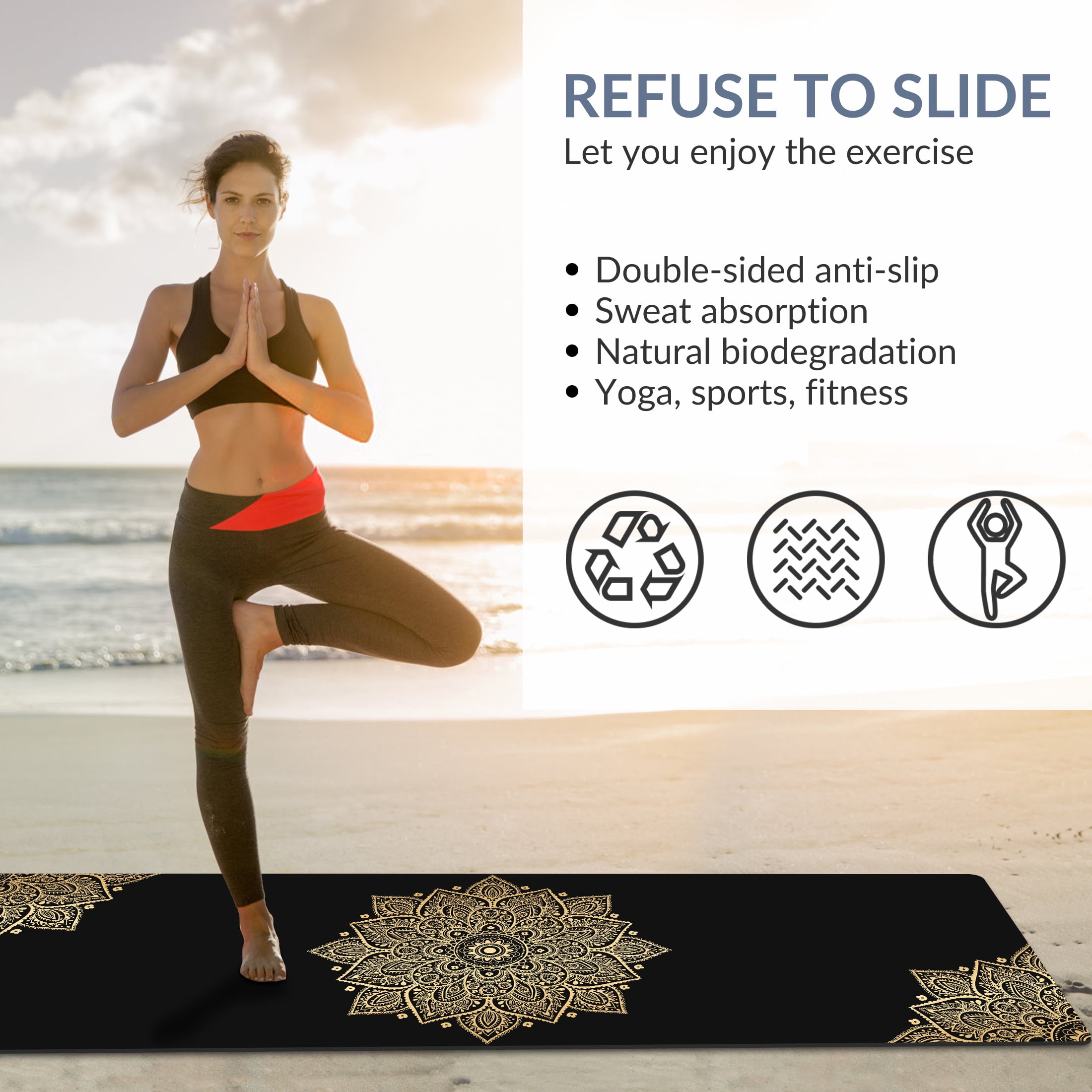 Zeronic Yoga Mat Premium Printing Non Slip Exercise & Fitness Mat for All Types of Yoga, Pilates & Floor Workouts (72" x 24" x 6mm Thick)
