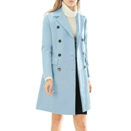 - Women's Notched Lapel Double Breasted Trench Coat Blue XS (US 2)