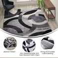thumbnail image 6 of BizChair Geometric 8' x 10' Black and Gray Olefin Area Rug with Jute Backing, Living Room, Bedroom, 6 of 10