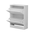 thumbnail image 4 of MONSLIPA Modern Free Standing Shoe Storage Cabinet Organizer with 2 Compartments for Entryway, White, 4 of 7