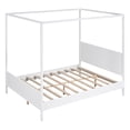 thumbnail image 5 of Queen Wooden Canopy Platform Bed with Solid Construction, Canopy Daybed with Headboard and Footboard, Wood Bed Frame Bedroom Furniture with Support Leg for Girls Boys (White,Queen), 5 of 8