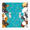 thumbnail image 1 of Metal Light Switch Plate Outlet Cover (Cute Tcup Dog Teal - Double Toggle), 1 of 2