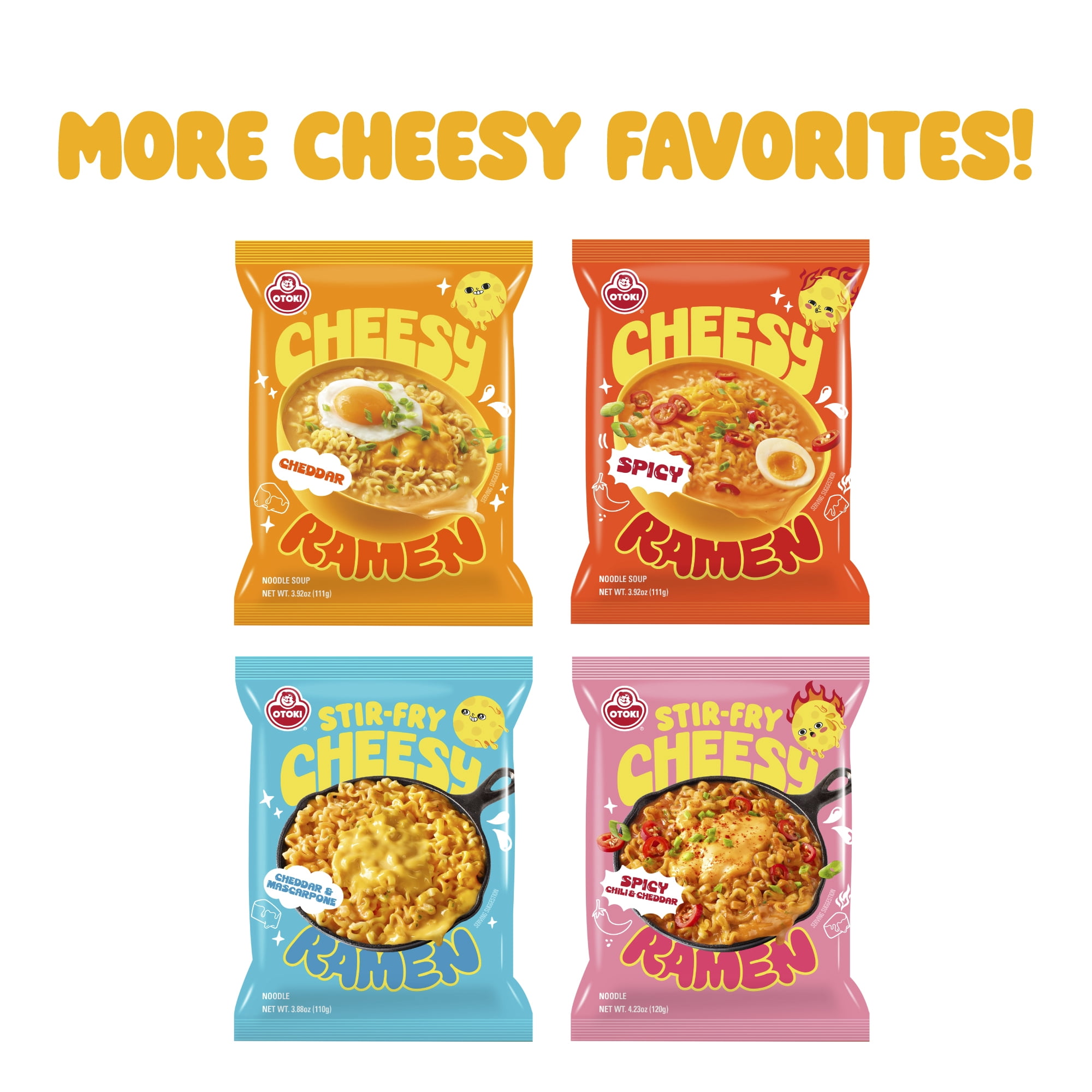 OTOKI Cheesy Ramen – Cheddar Flavor Non-Spicy, Creamy & Savory Korean Instant Noodles (4 Pack, 15.66oz)