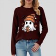 thumbnail image 2 of Godom Women's Halloween Tunic Tops Casual Long Sleeve Shirts Round Neck Pullover Ghost Pattern T Shirt, 2 of 4