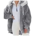 thumbnail image 1 of Manteau d'Hiver à Capuche pour Femmes Cardigan Décontracté Veste à Manches Longues avec Fermeture Éclair, 1 of 7