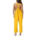 thumbnail image 6 of Gomelly Ladies Long Pants Wide Leg Jumpsuits Comfy Romper Women Casual Beach Trousers V Neck Harem Pant Yellow M, 6 of 8