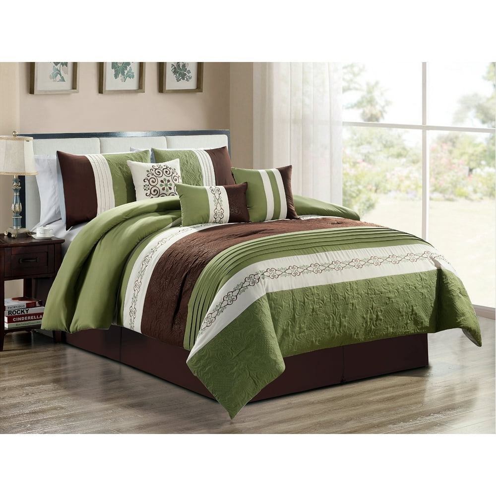 7Pc Louis French Ornate Damask Scroll Floral Embossed Embroidery