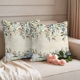 thumbnail image 2 of Green Blue Pumpkin Fall Outdoor Waterproof Pillow Covers, Thanksgiving Botanical Eucalyptus Leaves Decorative Square Throw Pillowcase Sofa Cushion Sham for Patio/Couch/Chair, 16"x16" 2 Pack, 2 of 8