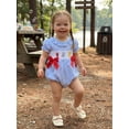 thumbnail image 6 of BemeyourBBs Newborn Baby Girl Summer Clothes Infant Baby Girl Caryfish Outfit Plaid Smoked Bubble Romper Lobster Embroidery Ruffles Short Sleeve Bodysuits Jumpsuits Playsuit, 6 of 9