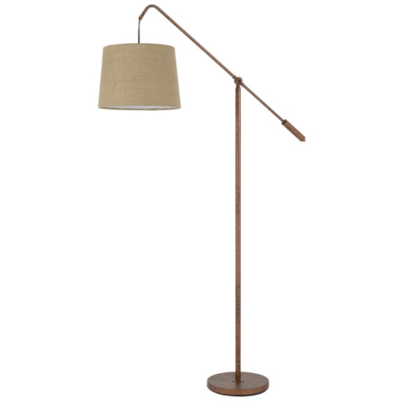 68 Inch Adjustable Arc Arm Metal Floor Lamp, Rustic Bronze- Saltoro Sherpi