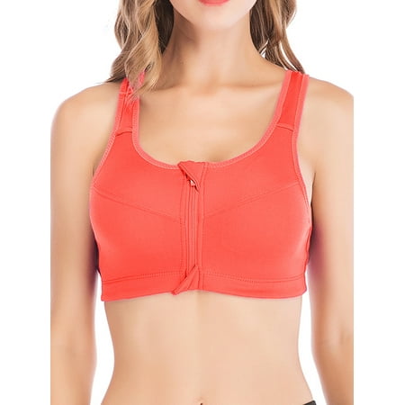 

FUTATA Women s Seamless Sports Bras Padded Post-Surgery Bra Zipper Front Close Racerback Yoga Running Active Gym Workout Fitness Bras Tops