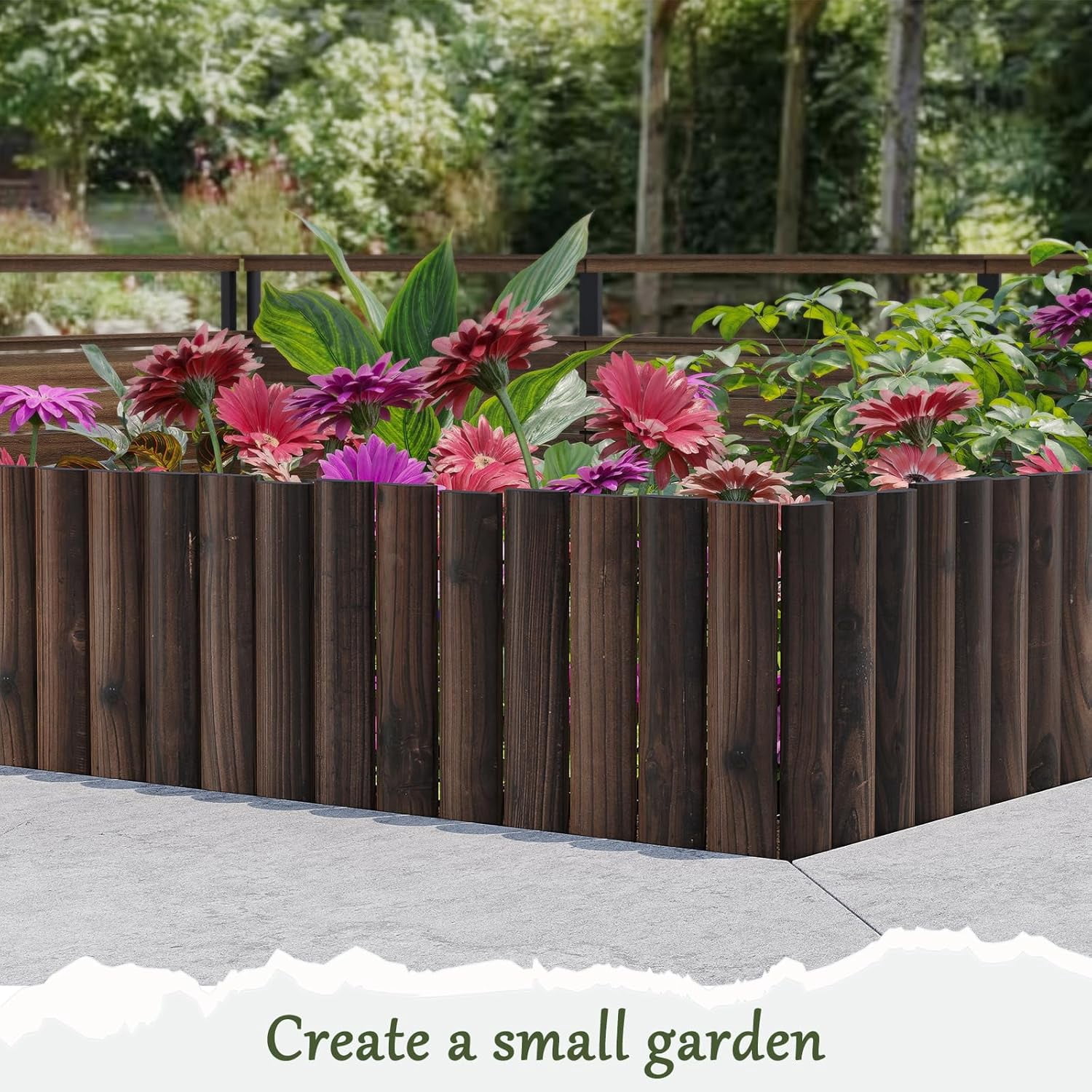Garden Border Edging Wooden Landscape Fence Decorative Lawn Edging Flexible 15." H x 47.2" L (1PACK)