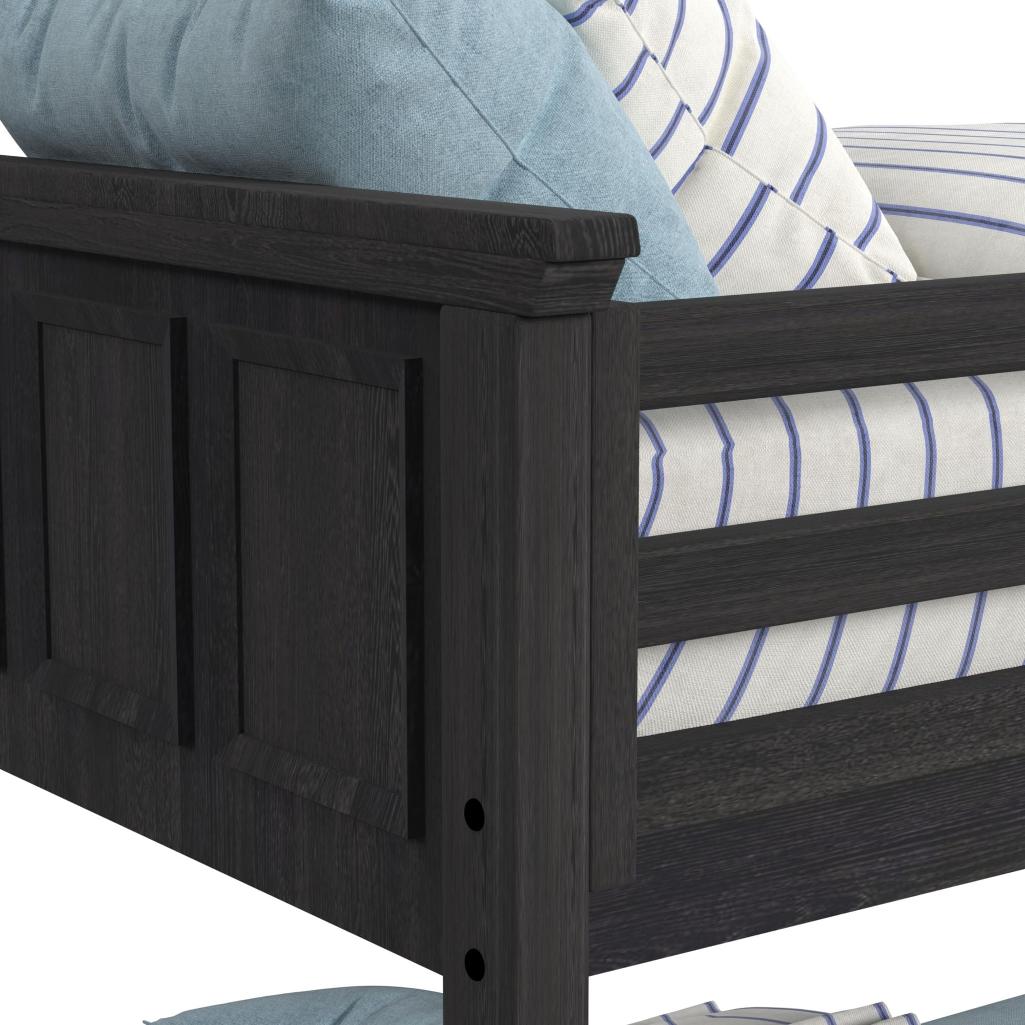 Brooklyn Kids Twin Over Twin Bunk with Ladder and Trundle in Charcoal