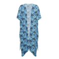 thumbnail image 4 of Xoenoiee Tropical Palm Tree Pattern Women Swimsuit Cover Up Kimono Cardigan Half Sleeve Bathing Suit Cover Ups Hibiscus Flower Design Loose Fit Bikini Swimwear Coverups for Summer Beach Vacation, 4 of 7