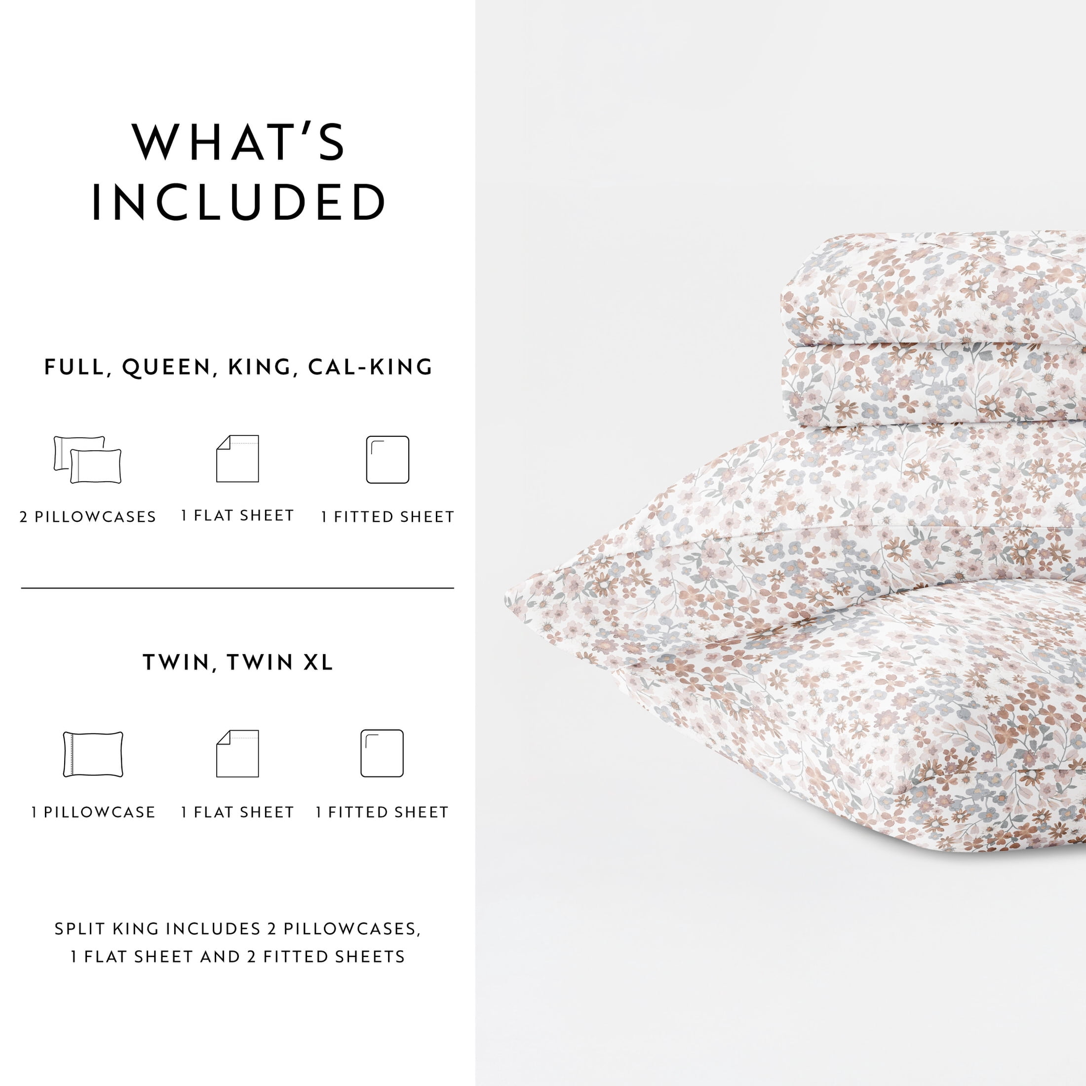 Noble Linens 4 Piece 300TC Cotton Printed Sheets, Garden Bloom Honey, King