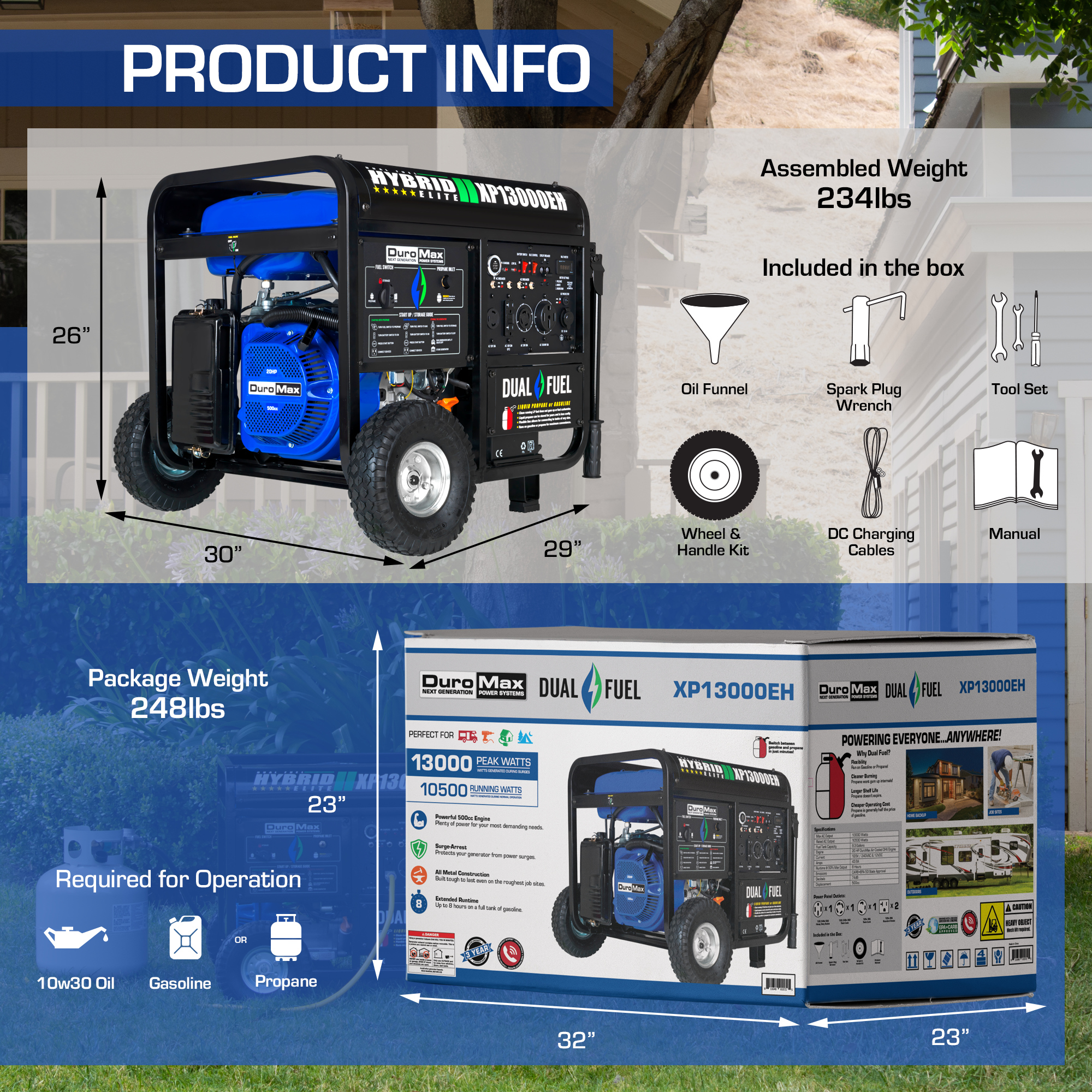 DuroMax XP13000EH 13,000-Watt 500cc Portable Hybrid Gas Propane Generator - image 5 of 14