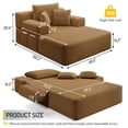 thumbnail image 3 of FFH 60" Chaise Lounge Chair Indoor, Convertible Sleeper Sofa Bed with Storage Pockets, Plush Corduroy Floor Lazy Sofa, Frameless Design, Camel, 3 of 12