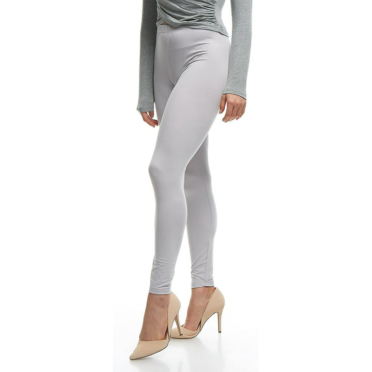 Plus Size Extra Soft Leggings for Tall and Curvy - Light Grey 