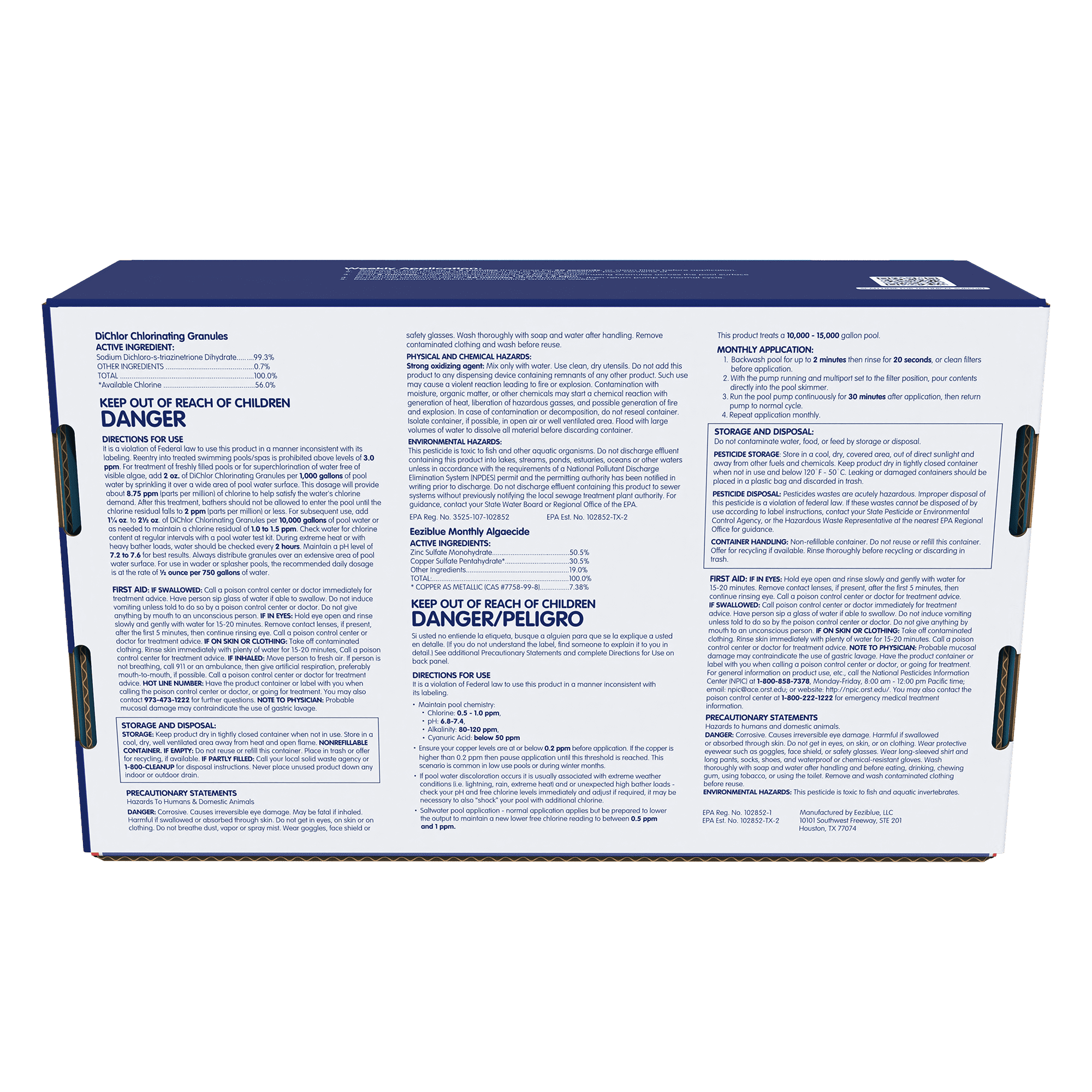 Eeziblue Green Reaper™, Green to Blue Kit for Swimming Pools - Easy-to-Use Kit for Fighting Severe Algae Bloom in 24 Hours, up to 10,000 Gallons