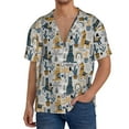 thumbnail image 3 of Xecao offers the Llama and Cactus1 for Men's Casual Short-sleeved Shirt, a button-up collared shirt with a pocket, perfect for beach vacations and yacht travel in the Small size., 3 of 7