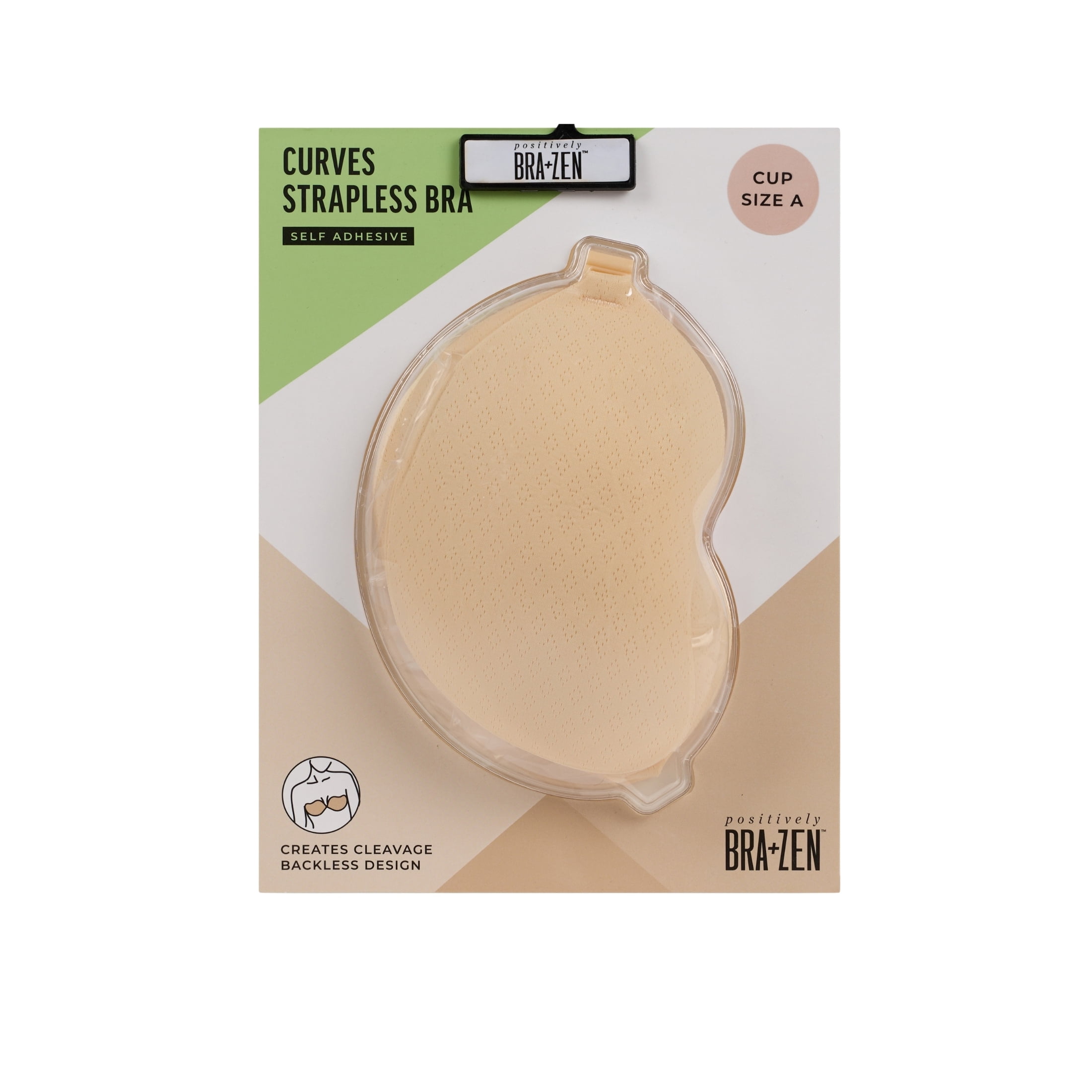 Positively BRA+ZEN Women's Push-Up Adhesive Strapless Backless Bra Size A-C