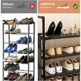 thumbnail image 5 of 6 Tier Shoe Rack, Shoe Organizer Storage for 24-30 Pairs Shoe and Boot, Long Shoe Shelf with Hook and Side Pocket Free Standing Tall Shoe Rack Organizer for Closet, Entryway, Dorm, 5 of 8