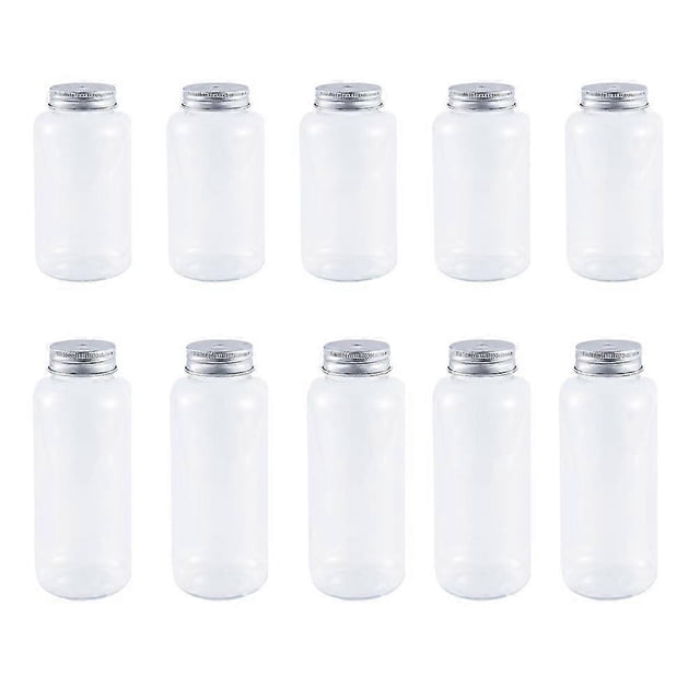 Refillable Plastic Bottles with Straws, 10-Pack Clear Beverage Storage Containers for Milk, Juice, Yogurt